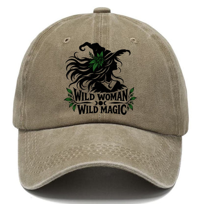 Wild Woman Wild Magic Slogan Witch Magic Classic Cap – Warm Sand
