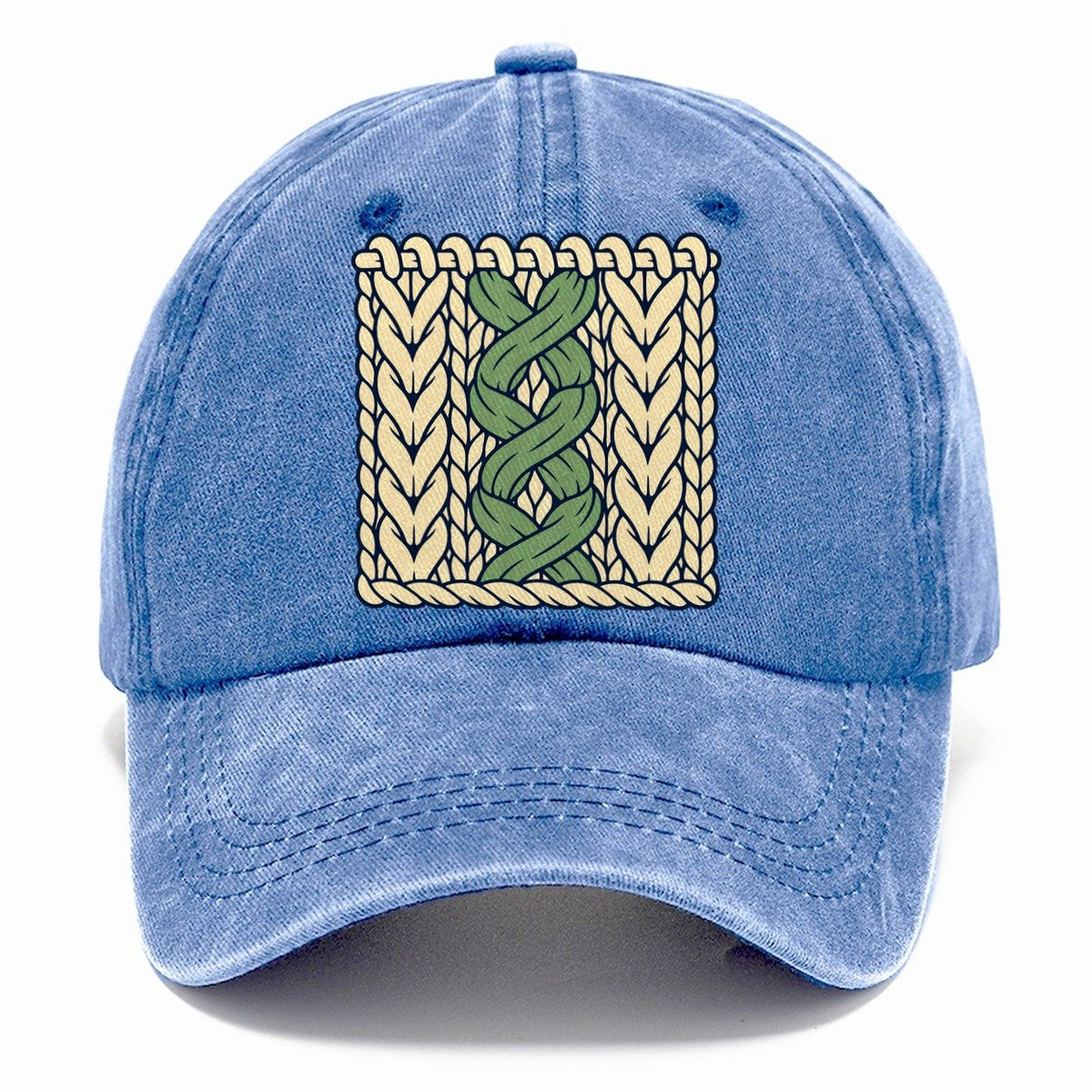 Cable Stitch Swatch Yarn Crafts Classic Cap – Summer Sky