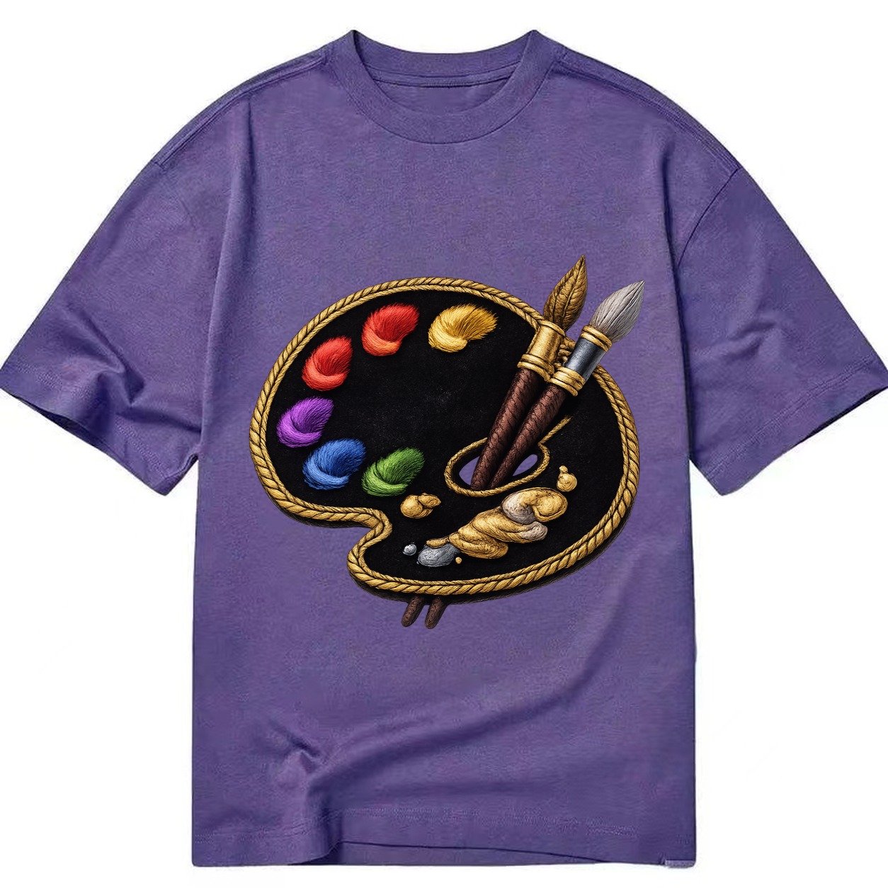 Artist Palette Rainbow Paints Embroidered Ea4b33 Classic T-shirt – Purple