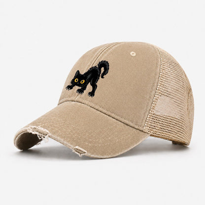 Bombay Arched Back Peeking Cats Washed Trucker Hat – Khaki