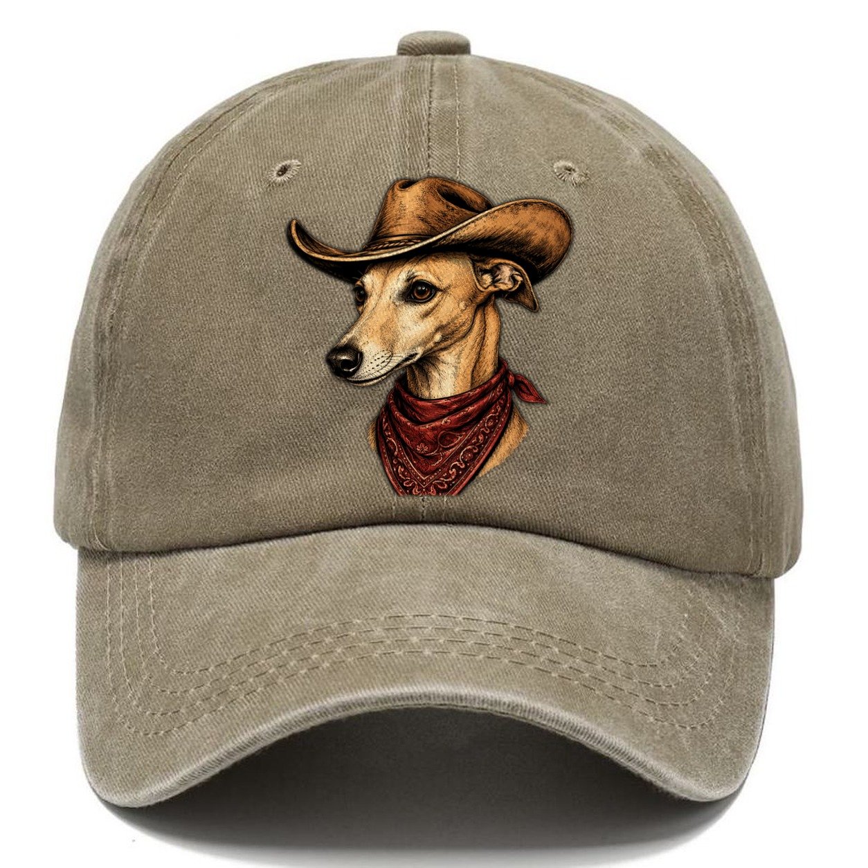 Cowboy Fawn Whippet Portrait Classic Cap – Warm Sand