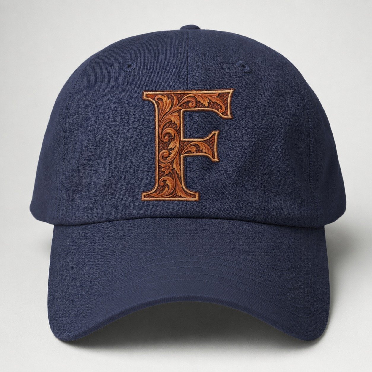 Tooled Leather F Monogram Baseball Cap – Twilight Navy
