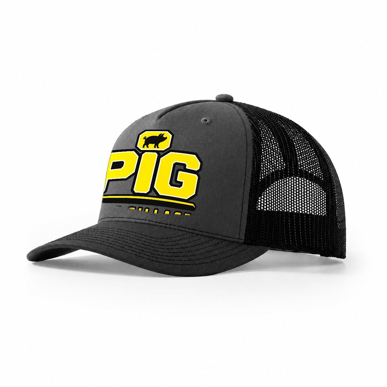 Pig Deep Tillage Heavy Duty Trucker Hat – Dark Grey Black