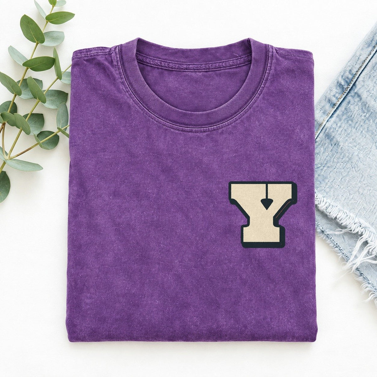 Initial Y Left Chest Vintage T-shirt – Purple