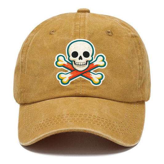 Teal Outline Skull and Crossbones Classic Cap – Golden Harvest