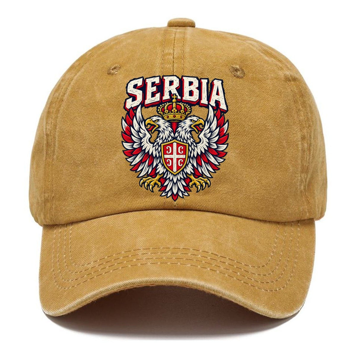 Serbia Retro Badge Woodcut Classic Cap – Golden Harvest
