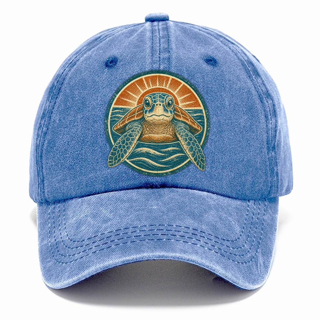 Vintage Sea Turtle Sunrise Classic Cap – Summer Sky