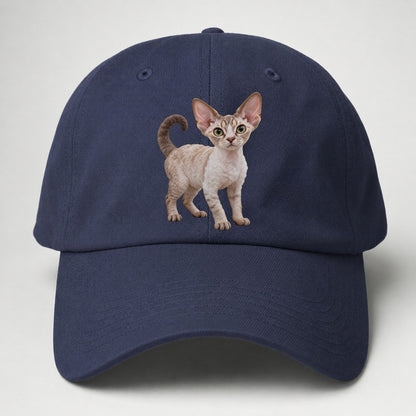 Devon Rex Standing Three Quarter Realistic Cat Portrait Baseball Cap – Twilight Navy