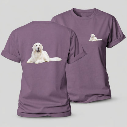White English Cream Golden Retrievers Women's Cotton T-Shirt – Purple