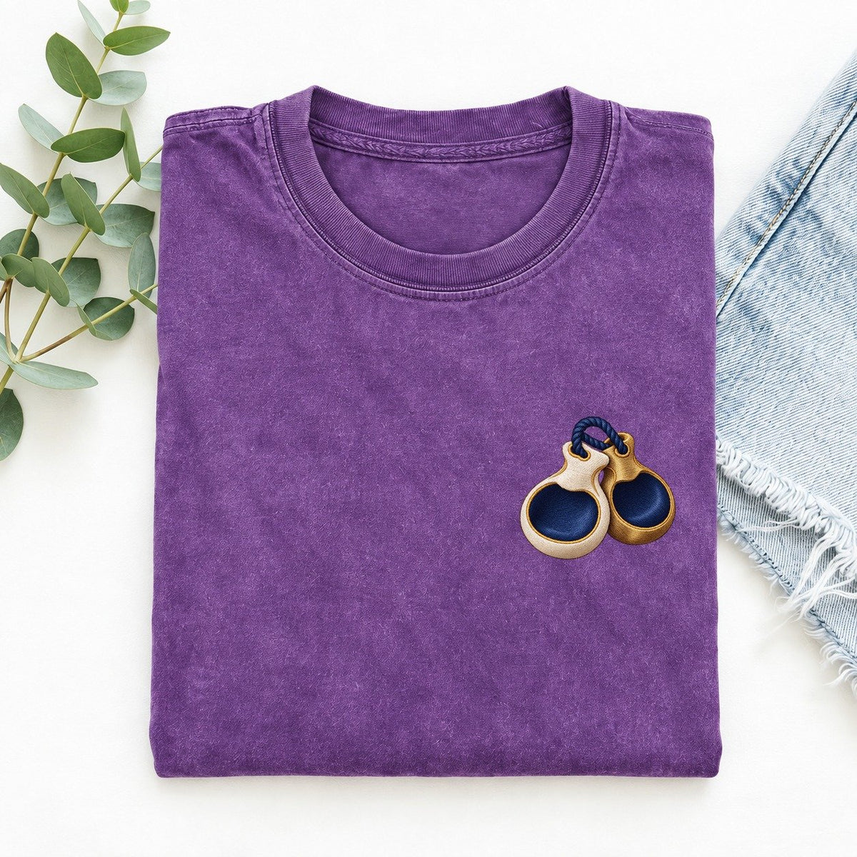 Castanets Ribbon Nest Left Chest Vintage T-shirt – Purple