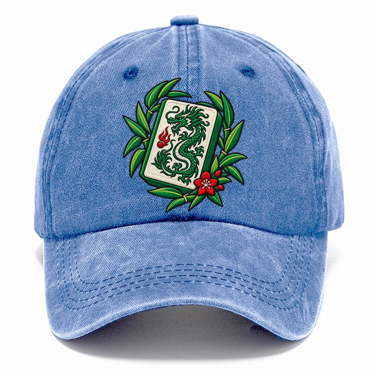 Green Dragon Mahjong Game Night Classic Cap – Summer Sky