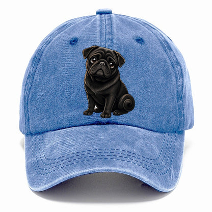 Black Pug Portrait Classic Cap – Summer Sky