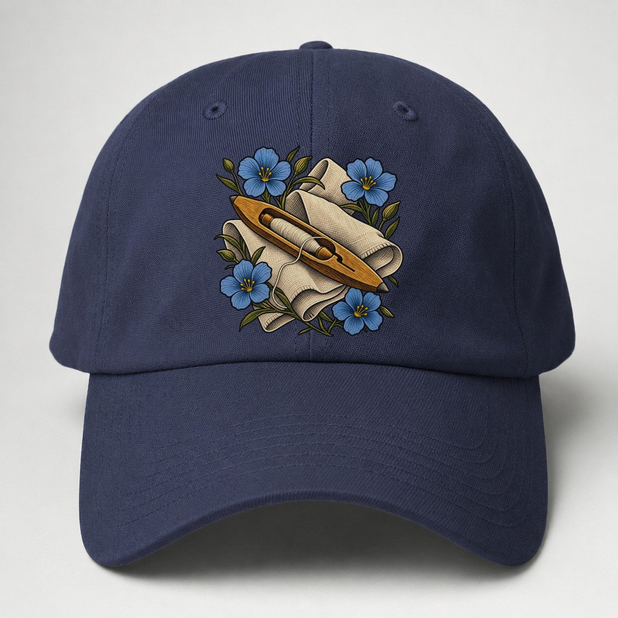 Ulster Linen Shuttle And Flax Uk Culture Heritage Baseball Cap – Twilight Navy