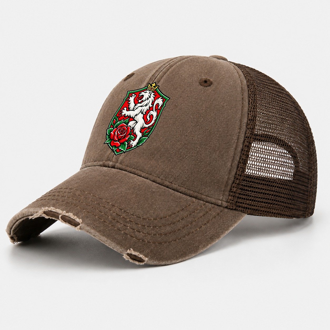 Bulgaria Minimal Emblem Country Logos Washed Trucker Hat – Coffee