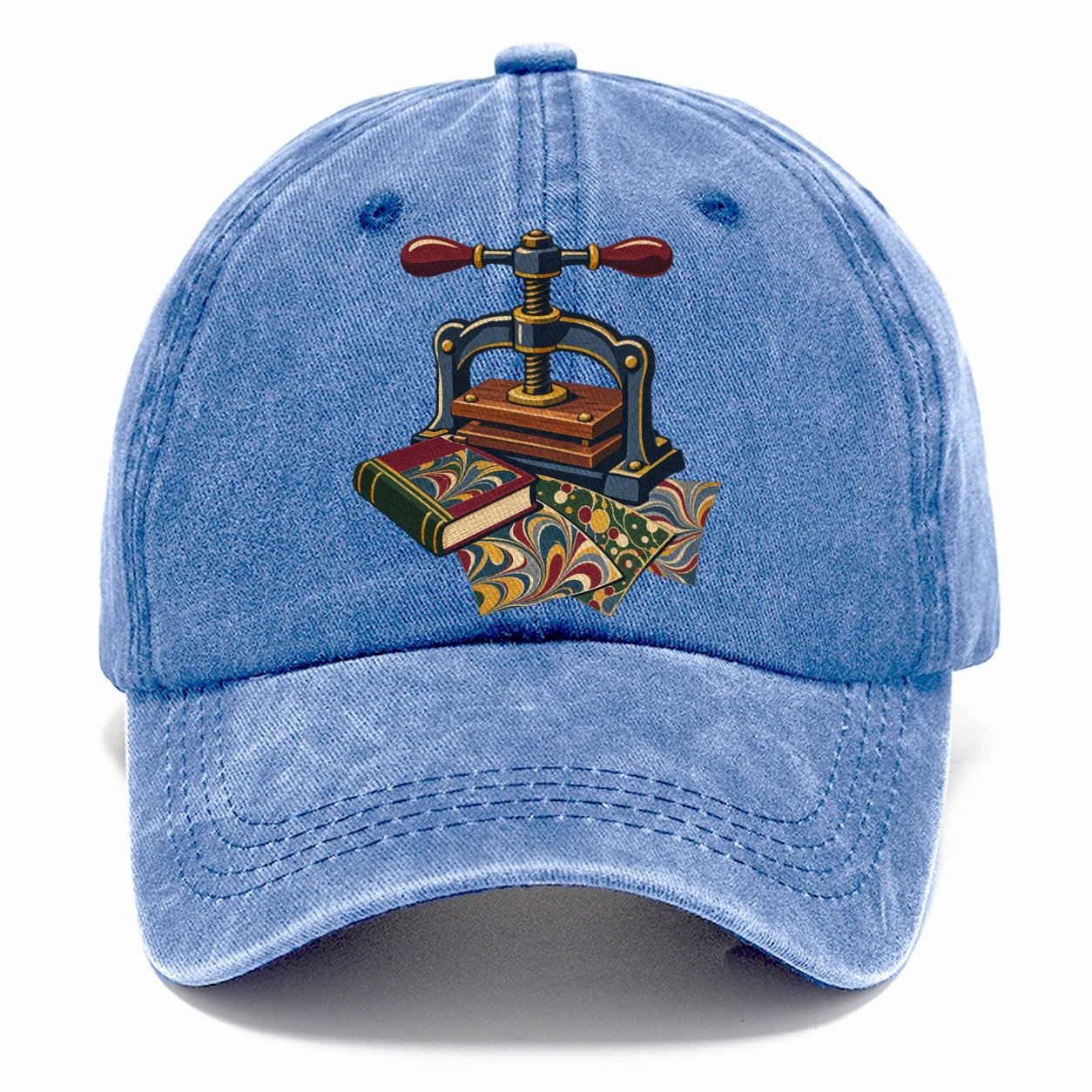 Bookbinder Press And Marbled Pages Uk Culture Heritage Classic Cap – Summer Sky