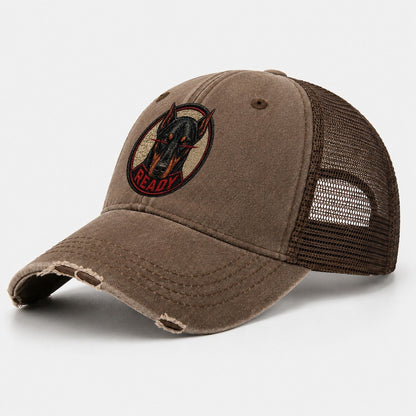 Doberman Ready Badge Washed Trucker Hat – Coffee