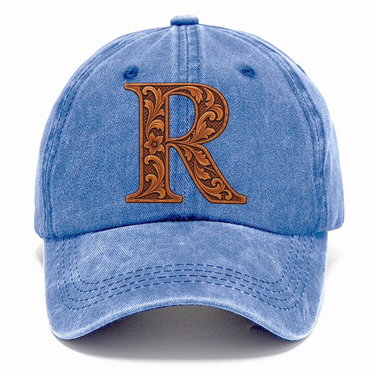 Tooled Leather R Monogram Classic Cap – Summer Sky