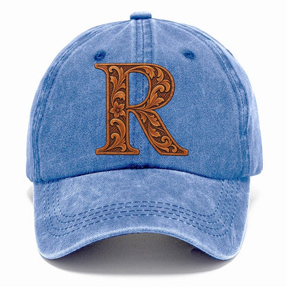 Tooled Leather R Monogram Classic Cap – Summer Sky