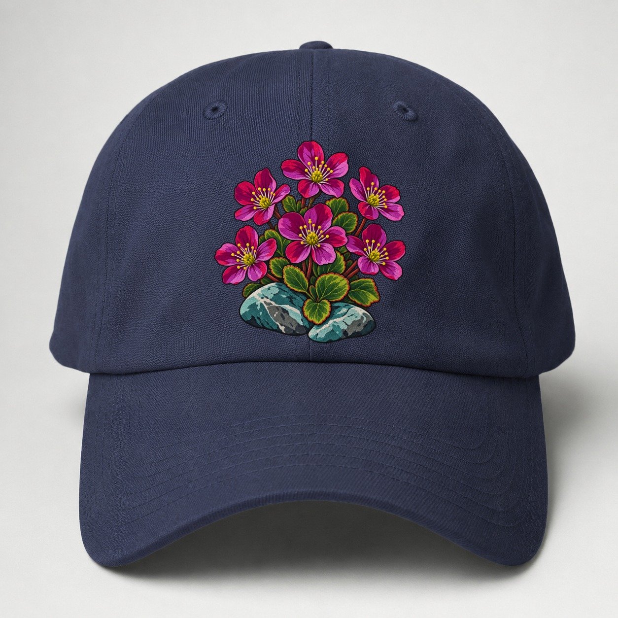 Nunavut Purple Saxifrage Canada Cultural Icons Baseball Cap – Twilight Navy