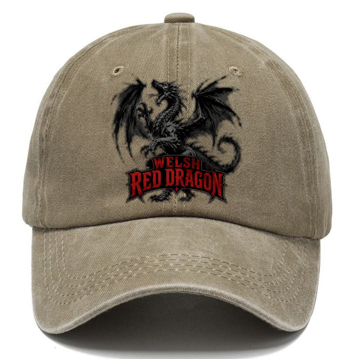 Welsh Dragon Gestural Marks Classic Cap – Warm Sand