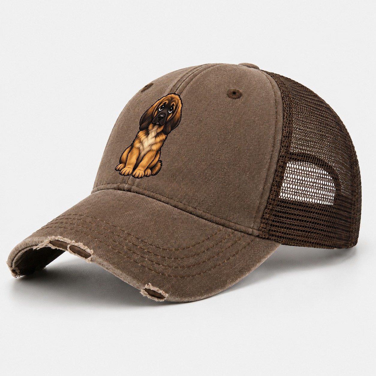 Leonberger Sitting Sweetheart Washed Trucker Hat – Coffee