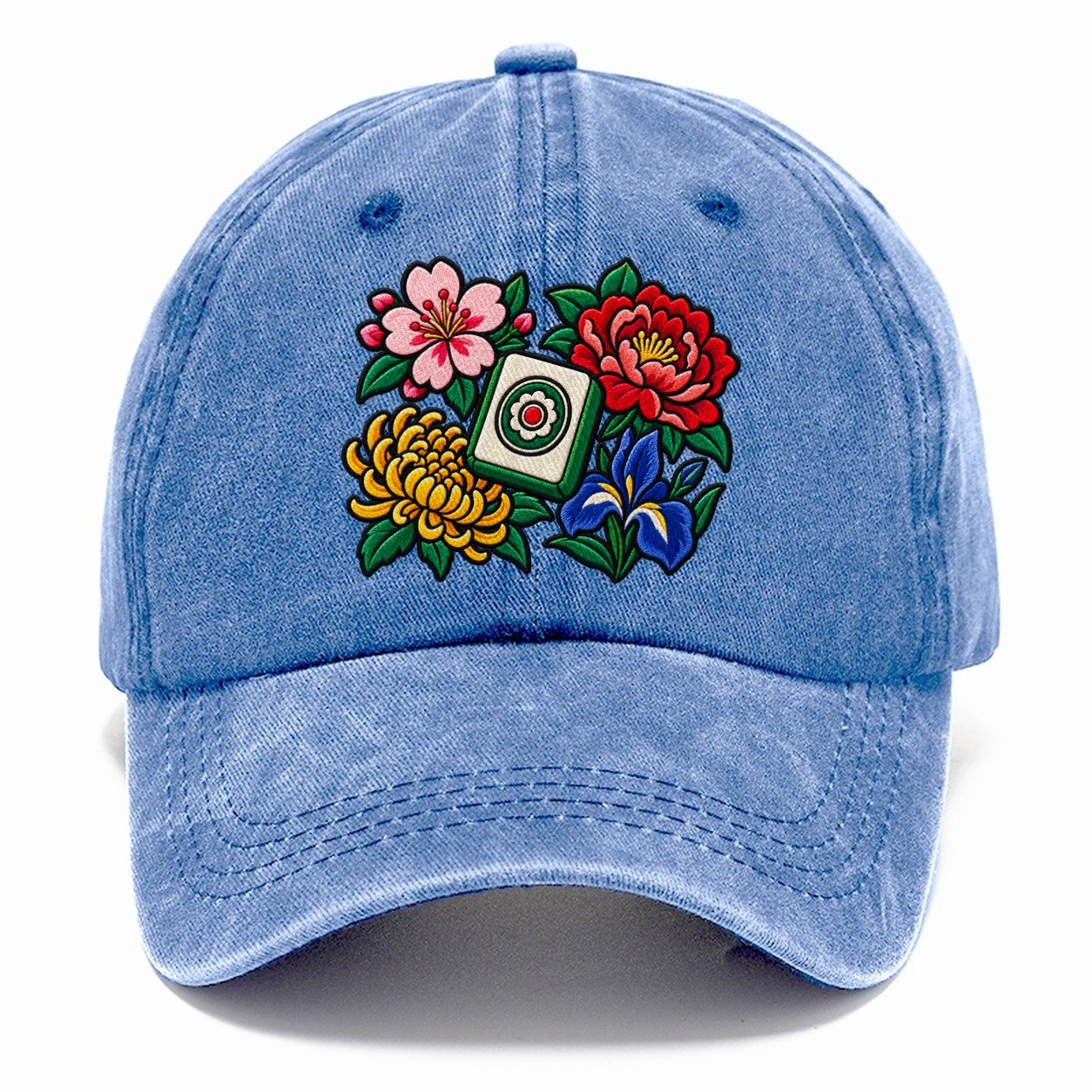 Flower Season Mahjong Game Night Classic Cap – Summer Sky