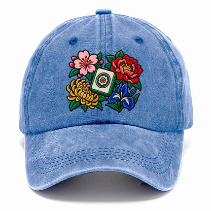 Flower Season Mahjong Game Night Classic Cap – Summer Sky