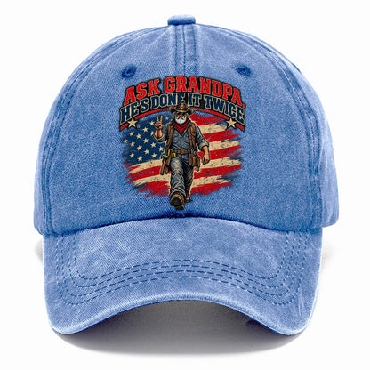 Ask Grandpa He S Done It Twice Old Man Strong Classic Cap – Summer Sky