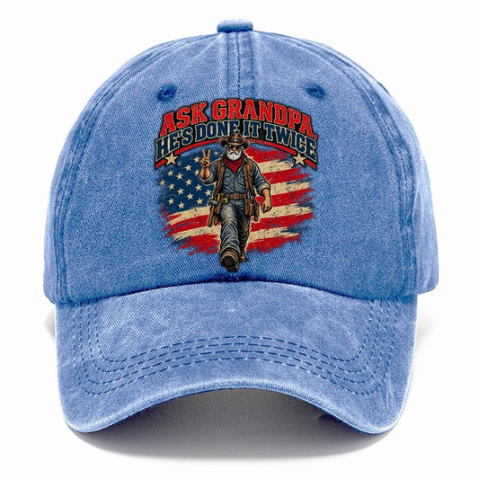 Ask Grandpa He S Done It Twice Old Man Strong Classic Cap – Summer Sky