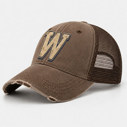 Varsity Chenille W Monogram Washed Trucker Hat – Coffee