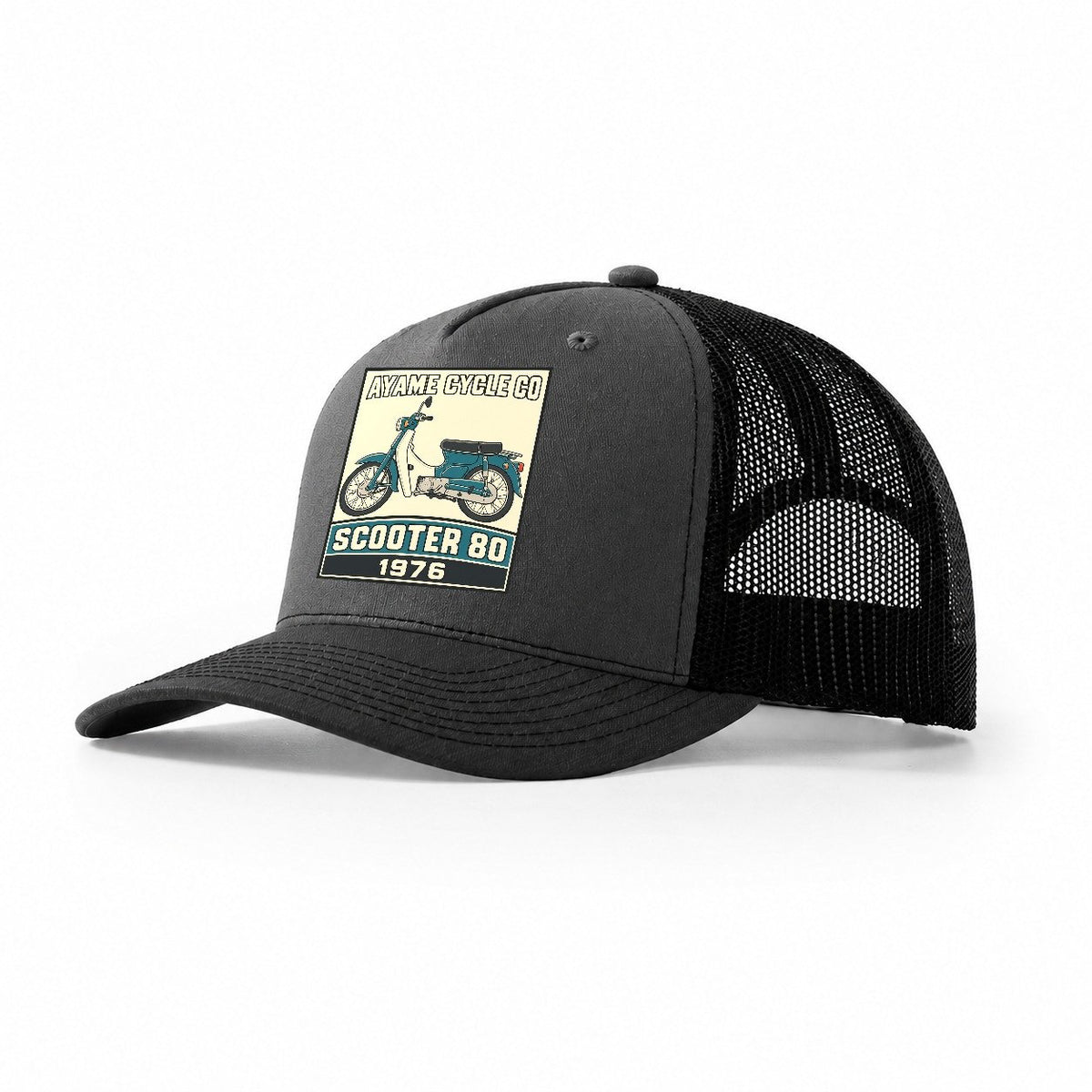 Ayame Scooter 80 Showa Speed Plates Trucker Hat – Dark Grey Black