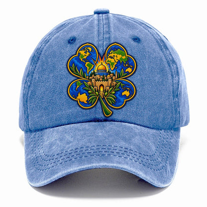 Clover Leaf World Map Jerusalem Classic Cap – Summer Sky