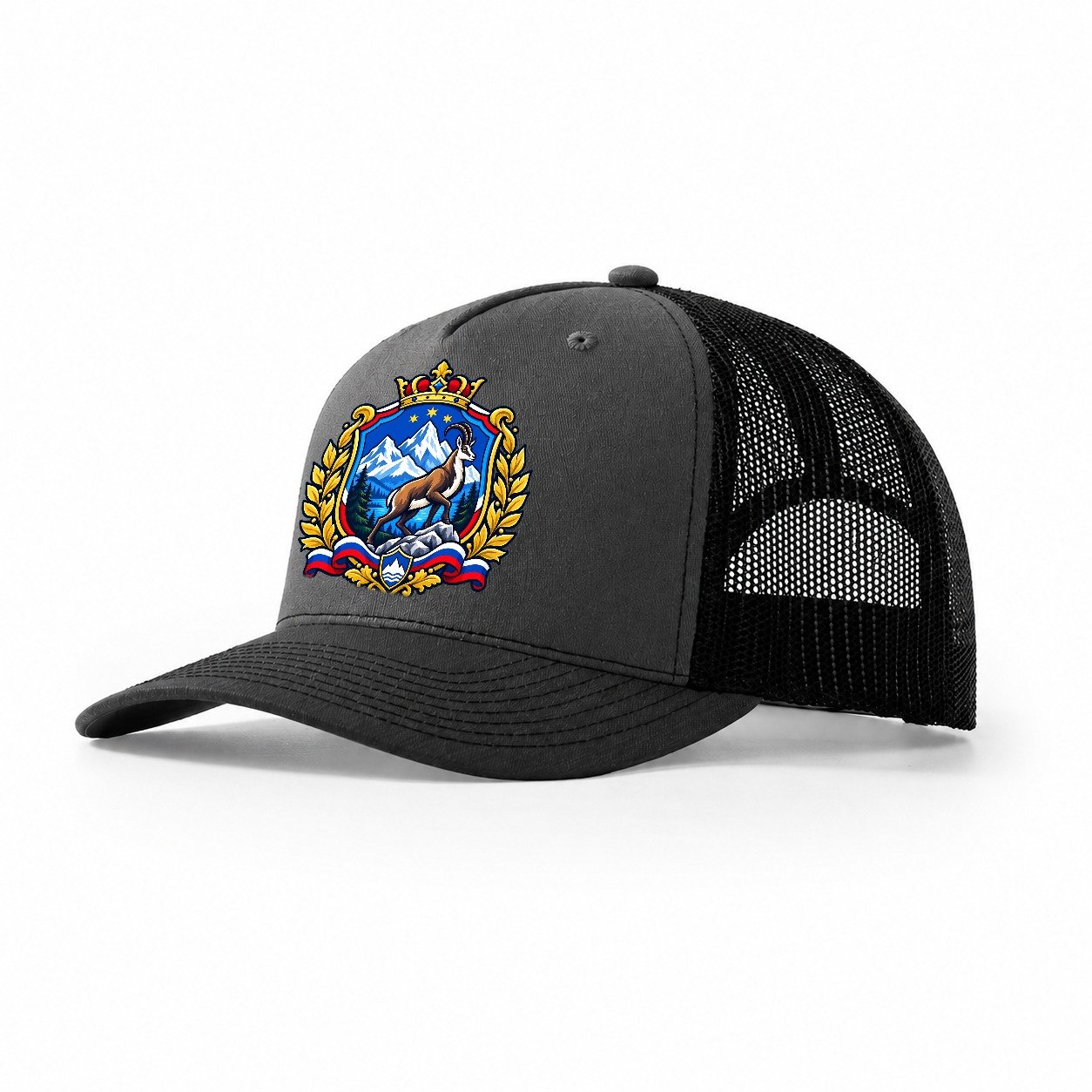 Slovenia Heraldic Crest Country Logos Trucker Hat – Dark Grey Black