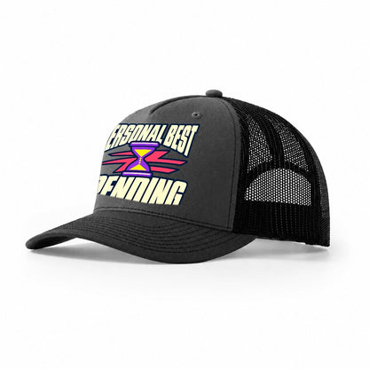 Personal Best Pending 90S Running Clubs Trucker Hat – Dark Grey Black