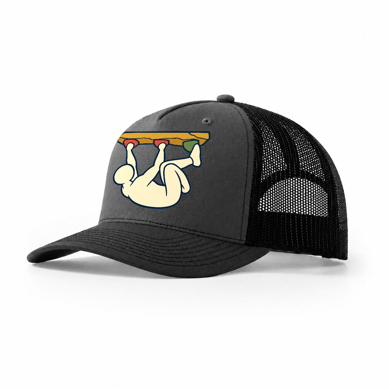Overhang Body Position Rock Climbing Trucker Hat – Dark Grey Black