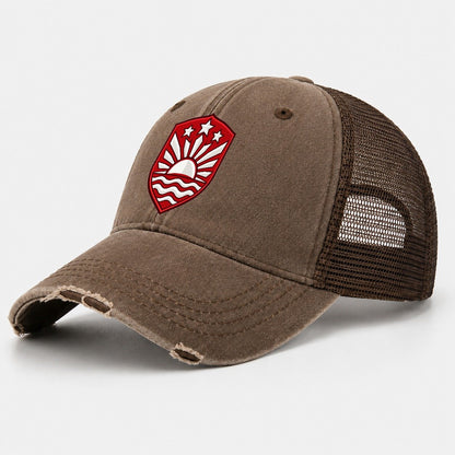 Latvia Minimal Emblem Country Logos Washed Trucker Hat – Coffee
