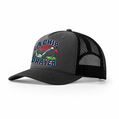 A Chip And A Prayer Golf Life Trucker Hat – Dark Grey Black