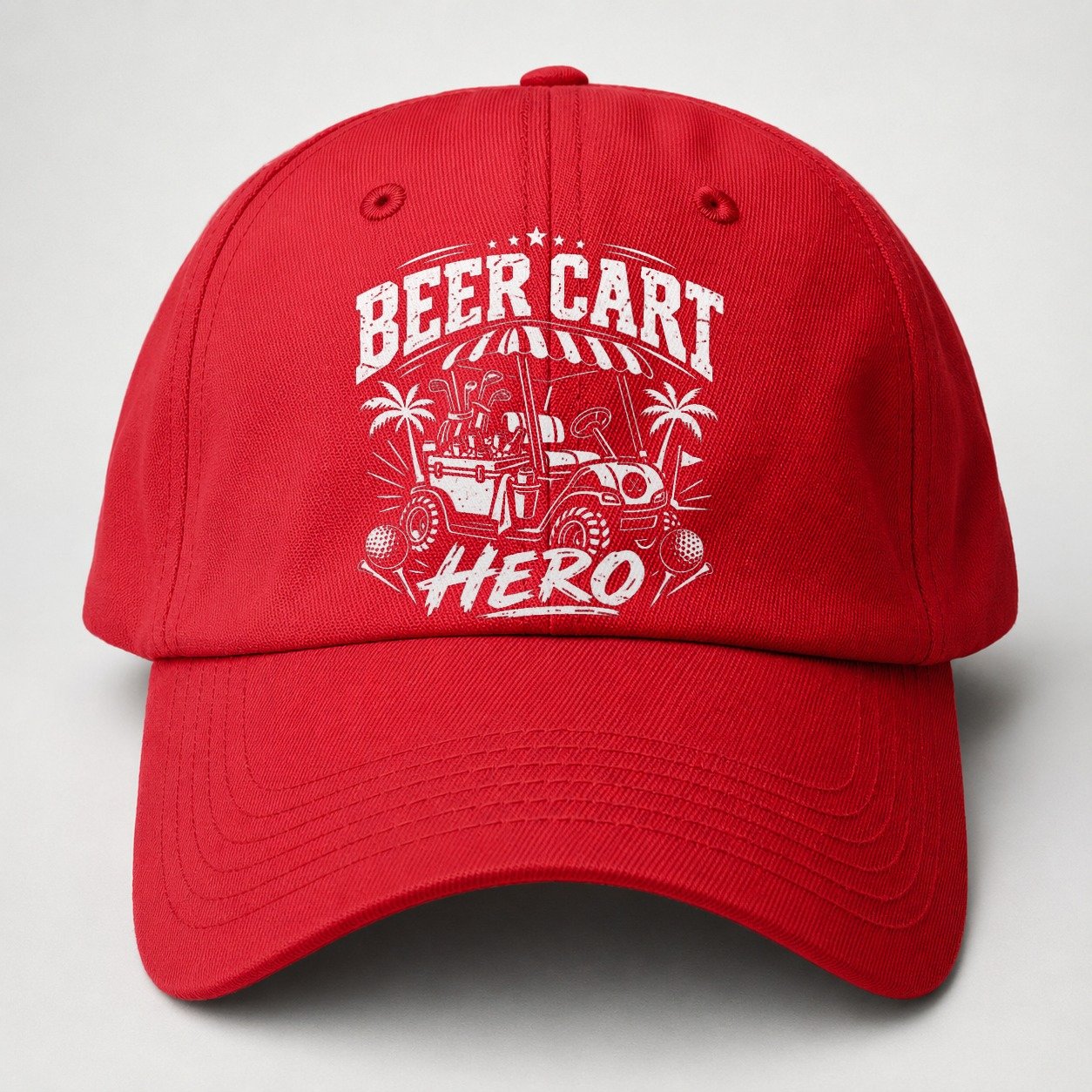 Beer Cart Hero Golf Life Baseball Cap – Red