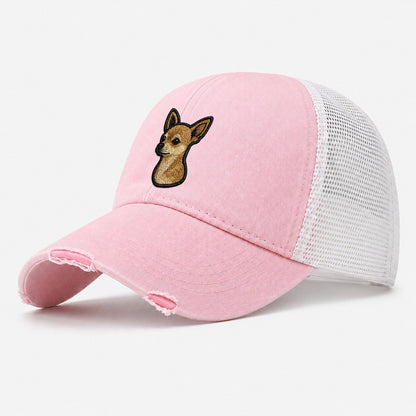 Chihuahua Logo Washed Trucker Hat – Light Pink