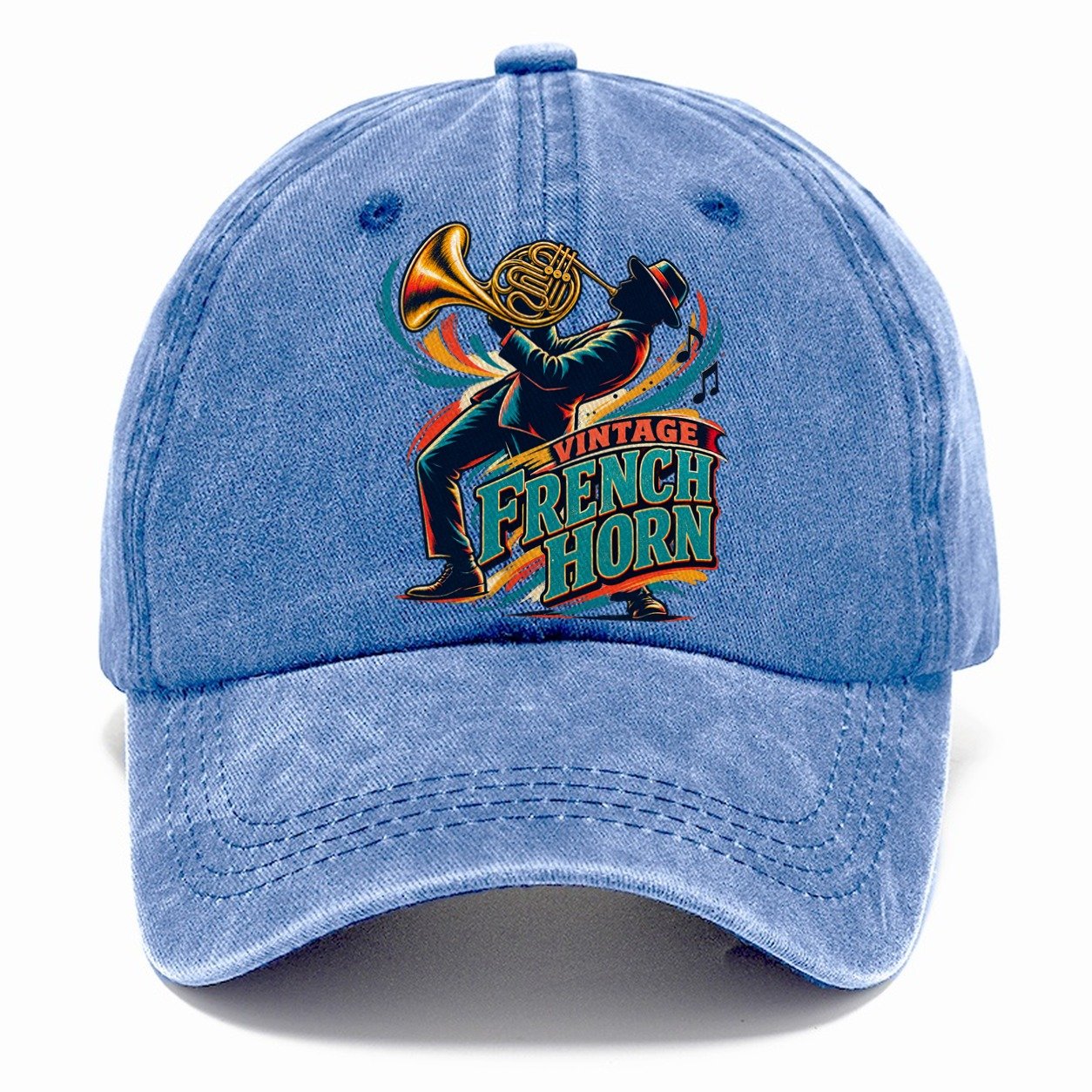 Vintage French Horn Music Instruments Classic Cap – Summer Sky