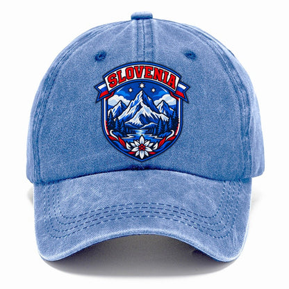 Slovenia Retro Badge Country Logos Classic Cap – Summer Sky