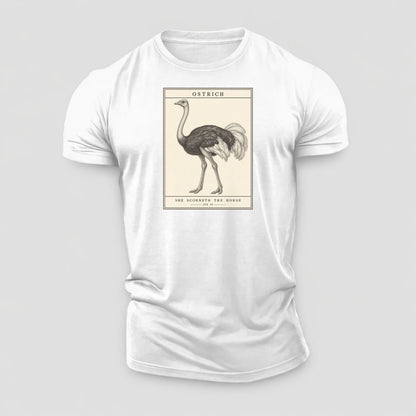Ostrich Specimen Plate Creature Canticle Cotton T-Shirt – White