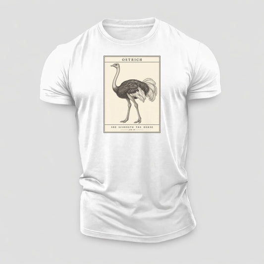 Ostrich Specimen Plate Creature Canticle Cotton T-Shirt – White