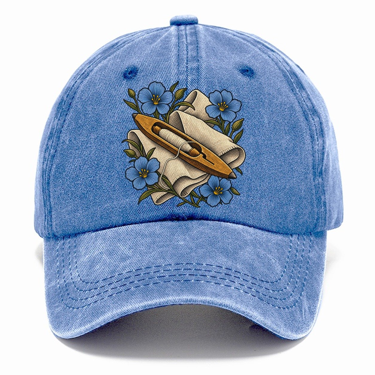 Ulster Linen Shuttle And Flax Uk Culture Heritage Classic Cap – Summer Sky