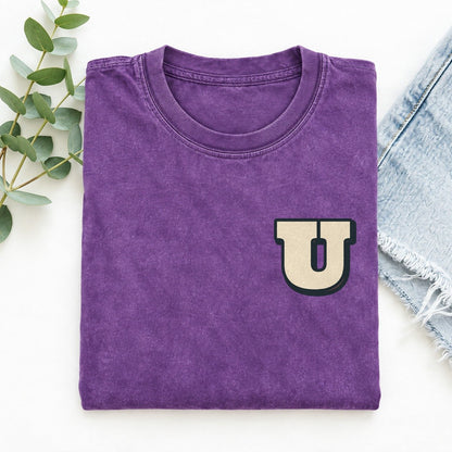 Initial U Left Chest Vintage T-shirt – Purple