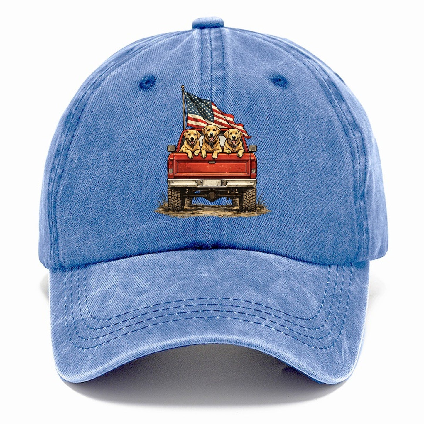 Golden Retriever Patriotic Truck Crew Classic Cap – Summer Sky