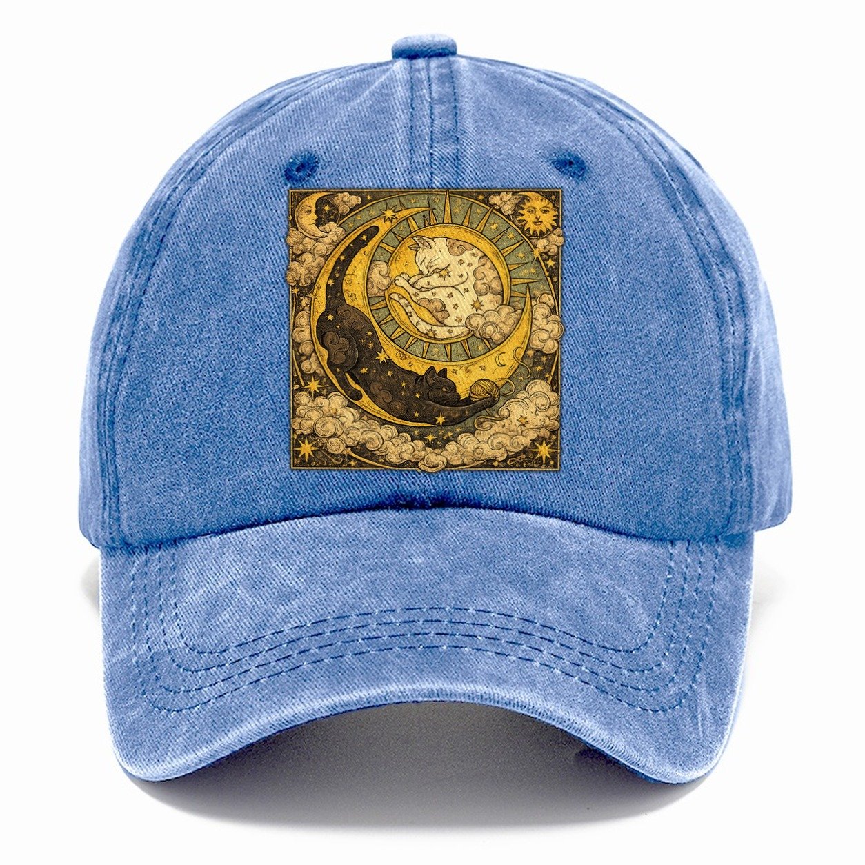 Moonlit Black Cat Classic Cap – Summer Sky