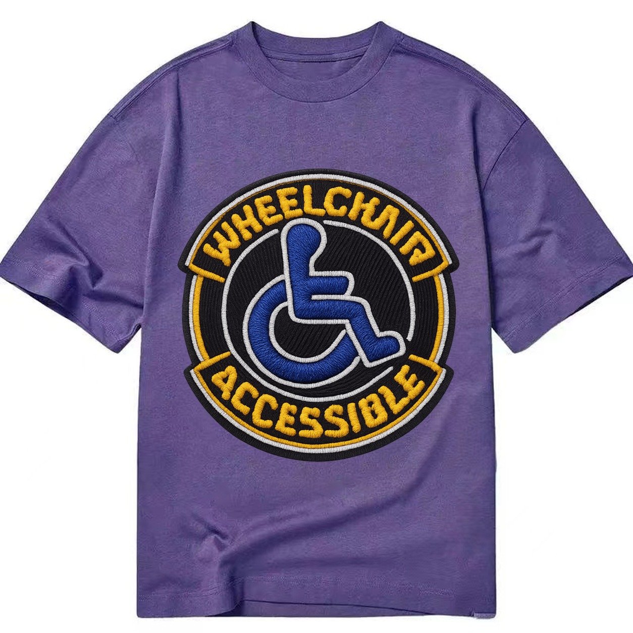 Embroidered Patch Design Wheelchair Accessible Accessibility Classic T-shirt – Purple