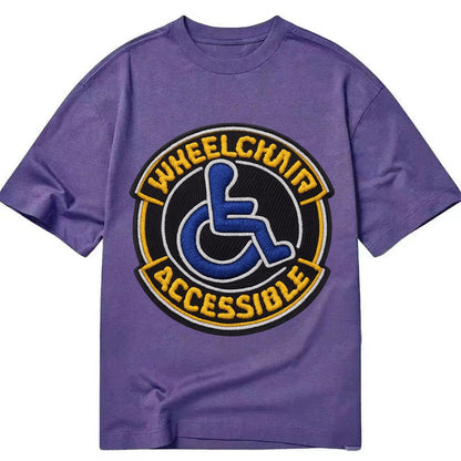 Embroidered Patch Design Wheelchair Accessible Accessibility Classic T-shirt – Purple