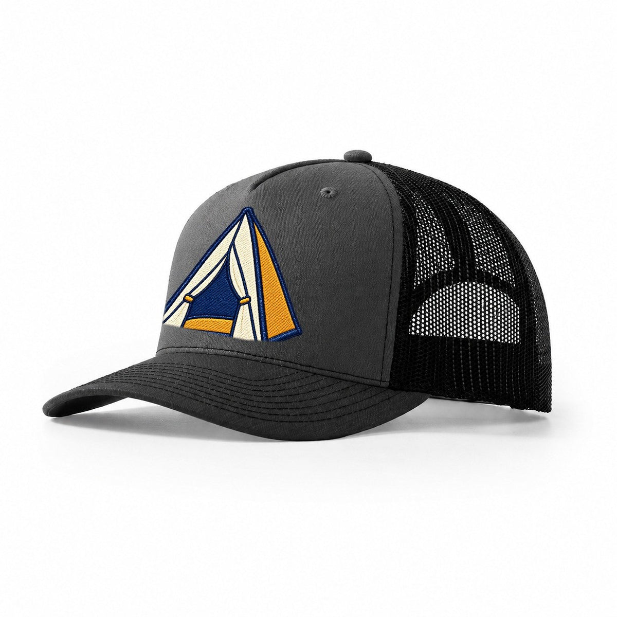 Dome Camping Tent Tiny Solo Marks Trucker Hat – Dark Grey Black
